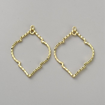 Alloy Big Pendants, for DIY Accessories, Irregular Square, Golden, 51.5x37.5x2.5mm, Hole: 2/2x2.5mm
