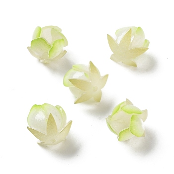 Opaque Acrylic Bead Cap, Flower, Green Yellow, 15~17x15~17x14mm, Hole: 1.4mm