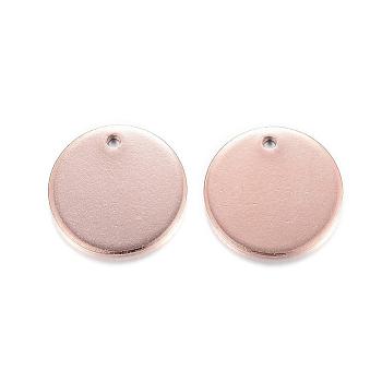 Ion Plating(IP) 304 Stainless Steel Charms, Stamping Blank Tags, Smooth Surface, Flat Round, Rose Gold, 15x1mm, Hole: 1.5~2mm