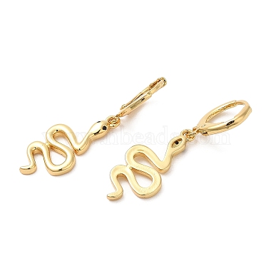 Rack Plating Brass Snake Dangle Leverback Earrings with Cubic Zirconia(EJEW-D061-02G)-2