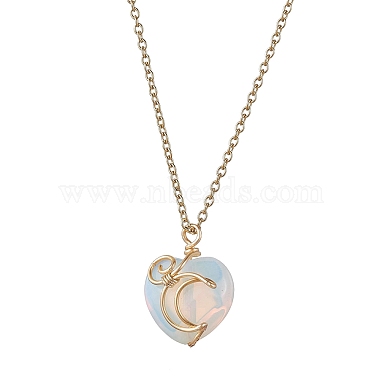 Opalite Heart Pendant Necklaces(NJEW-JN04683-01)-2