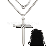 DIY 304 Stainless Steel Nail Cross Pendant Necklace Making Kits, Stainless Steel Color, 19.7 inch(50cm)(DIY-BBC0002-32P)
