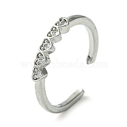 Bass Micro Pave Cubic Zirconia Ring, Long-Lasting Plated, Heart, US Size 8 1/2(18.5mm)(RJEW-Z033-15B)