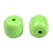 Opaque Acrylic Beads, Faceted, Barrel, Light Green, 13x13mm, Hole: 2.7~2.8mm, about 290pcs/500g(SACR-N017-05F)