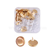 DIY Earring Making, 304 Stainless Steel Stud Earring Settings and Clear Glass Cabochons, Half Round, Golden, Earring Settings: Tray: 8mm, 10x1.5mm, Pin: 0.8mm, 20pcs/box,
 Cabochons: 7.5~8x3mm, 20pcs/box(DIY-JP0005-26G-8mm)