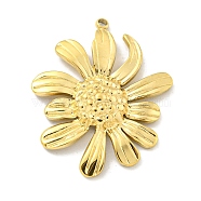 PVD Vacuum Plating 304 Stainless Steel Pendants, Flower Charm, Real 18K Gold Plated, 30x24.5x3.5mm, Hole: 1.6mm(STAS-L278-92G)