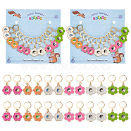 Alloy Enamel Flower with Yin Yang Charm Locking Stitch Markers, Golden Tone 304 Stainless Steel Lobster Claw Clasp Locking Stitch Marker, Mixed Color, 3.1cm, 12pcs/set(HJEW-PH01723)