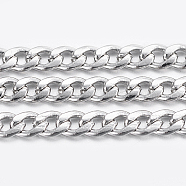 Tarnish Resistant 304 Stainless Steel Curb Chains, Twisted Chains, Unwelded, with Spool, Stainless Steel Color, 3x2x0.6mm, about 32.8 Feet(10m)/roll(CHS-H016-01P-10M)