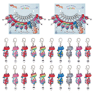 Alloy Enamel Cat with Number Pendant Locking Stitch Markers, Zinc Alloy Lobster Claw Clasps Stitch Marker, Mixed Color, 5.8cm, 10 style, 1pc/style, 10pcs/set(HJEW-PH01883)
