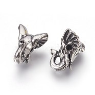 316 Surgical Stainless Steel Beads, Elephant, Antique Silver, 16x12.5x7.5mm, Hole: 1.8mm(STAS-F195-077AS)