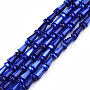 Natural Freshwater Shell Beads Strands, Dyed, Mushroom, Dark Blue, 7.5x4mm, Hole: 0.9mm, about 51pcs/strand, 15.35 inch(39cm)(SHEL-N026-213-B01)