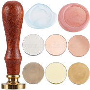 6Pcs 6 Styles Blank Wax Seal Brass Stamp Heads, without Engraving Logo, for Wax Seal Stamp, Round, with 2Pcs Beech Wood Handles, Mixed Color, Stamp Head: 25.5x14.5mm, Hole: 7mm, 1pc/style(KK-CP0001-02)