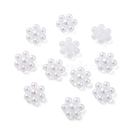 Snowflake Rainbow Iridescent Plating Acrylic Cabochons, Nail Care Decoration Accessories, WhiteSmoke, 11x10x4mm(PACR-B003-04)