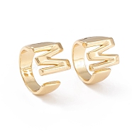 Brass Cuff Rings, Open Rings, Long-Lasting Plated, Real 18K Gold Plated, Letter.M, Size 6, 17mm(RJEW-L097-06M)