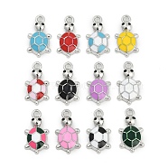 Alloy Enamel Pendants, Turtles Charm, Platinum, 18x10x3.5mm, Hole: 1.8mm(FIND-K020-26P)