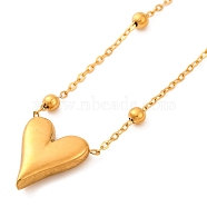 Ion Plating(IP) 304 Stainless Steel Heart Pendant Ball Chain Necklaces for Women, Real 14K Gold Plated, 15.47 inch(39.3cm)(NJEW-G142-02G)