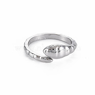 Snake Shape Rack Plating Alloy Cuff Rings, Open Rings, Cadmium Free & Lead Free, Platinum, US Size 7 3/4(17.9mm)(RJEW-Q163-018B-RS)