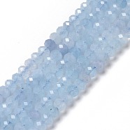 Natural Aquamarine Beads Strands, Rondelle, Faceted, 5~6x3.5~4mm, Hole: 1mm, about 67pcs/strand, 15.75 inch(40m)(G-E362-05-6mm)