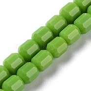 Opaque Glass Beads Strands, Faceted Barrel, Yellow Green, 6.5~7x6mm, Hole: 1mm, about 78pcs/strand, 20.28~21.65 inch(51.5~55cm)(GLAA-G112-03H)