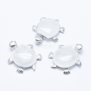 Natural Quartz Crystal Pendants, Rock Crystal, with Alloy Findings, Tortoise, Platinum, 38x30.5x8.2mm, Hole: 3x4.5mm(G-G759-B19)