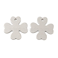 925 Sterling Silver Clover Charms, with 925 Stamp, Real Platinum Plated, 10x10x0.5mm, Hole: 0.5mm(STER-B005-32P)