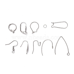 Stainless Steel Earring Hooks, Ear Wire, with Jump Rings, Stainless Steel Color, 8.2x8.2x2.7cm, 428pcs/box(STAS-UN0003-24P)