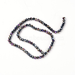 Glass Faceted Beads Strands, Flat Round, Black, 6x5mm, Hole: 1mm, about 90pcs/strand, 16.54''(42cm)(GLAA-WH0025-62C-01)