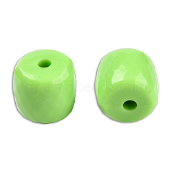 Opaque Acrylic Beads, Faceted, Barrel, Light Green, 13x13mm, Hole: 2mm, about 290pcs/500g(SACR-N017-05F)