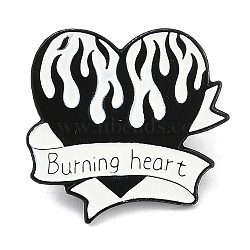 Punk Style Enamel Pins, Alloy Brooches, Heart with Word Burning Heart, 23.5x24.5mm(JEWB-L018-05EB-06)