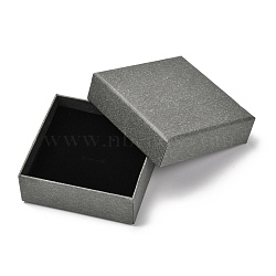 Square Paper Box, Snap Cover, with Sponge Mat, Jewelry Box, Gray, 11.2x11.2x3.9cm, Inner Size: 103x103mm(CBOX-L010-A03)