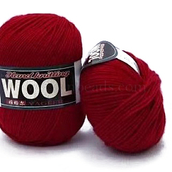 Polyester & Wool Yarn for Sweater Hat, 4-Strands Wool Threads for Knitting Crochet Supplies, Crimson, about 100g/roll(YCOR-PW0001-003A-22)