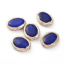 Natural Lapis Lazuli Beads, with Golden Plated Edge Brass Findings, Oval, 27.8x22.1x7.4mm, Hole: 1.4mm(G-G812-03G)