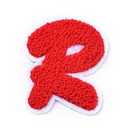 Computerized Embroidery Cloth Sew On Patches, Costume Accessories, Appliques, Letter R, Red, 75x64x2.5mm(DIY-D031-E03)