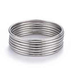 Fashion 304 Stainless Steel Bangle Sets, Stainless Steel Color, 2-5/8 inch(6.8cm), 7pcs/set(BJEW-L664-022C-P)