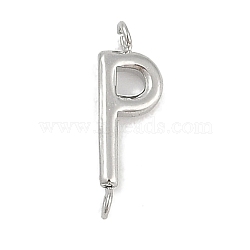 304 Stainless Steel Letter Connector Charms, Stainless Steel Color, Letter P, 12x4x2mm, Hole: 1.2mm(STAS-M108-01P-16)