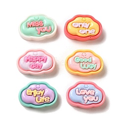 Opaque Resin Decoden Cabochons, Cloud with Words, Mixed Color, 18x26.5x8mm(RESI-Z022-08)