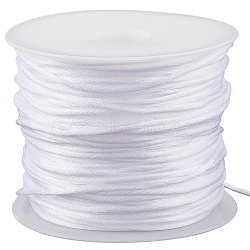 SOFPLATE 1 Roll Nylon Thread, Rattail Satin Cord, for Chinese Knot Making, White, 1.5mm, about 300 feet/roll(NWIR-SP0001-02B)