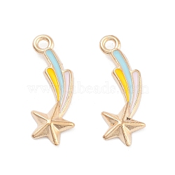 Light Gold Plated Alloy Enamel Pendants, Cadmium Free & Lead Free, Star Charm, Colorful, 21x7x2mm, Hole: 1.6mm(ENAM-M219-01KCG)