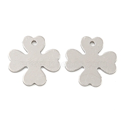 925 Sterling Silver Clover Charms, with 925 Stamp, Real Platinum Plated, 10x10x0.5mm, Hole: 0.5mm(STER-B005-32P)