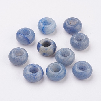 Natural Blue Aventurine European Beads, Large Hole Beads, Rondelle, 14x7~8mm, Hole: 6mm