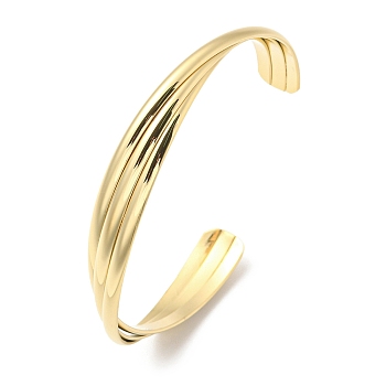 Ion Plating(IP) 304 Stainless Steel Cuff Bangle, Real 18K Gold Plated, Inner Diameter: 2-1/8x2-1/4 inch(5.35x5.75cm)