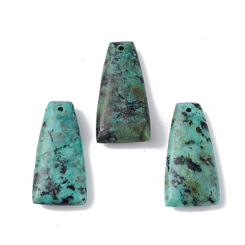 Natural African Turquoise(Jasper) Pendants, Trapezoid Charms, 40x20x8mm, Hole: 1mm