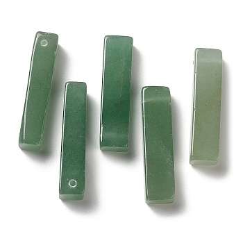 Natural Green Aventurine Pendants, Rectangle Charms, 39~40x9.5~10x8~8.5mm, Hole: 1.8~2mm