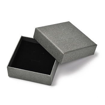 Square Paper Box, Snap Cover, with Sponge Mat, Jewelry Box, Gray, 11.2x11.2x3.9cm, Inner Size: 103x103mm