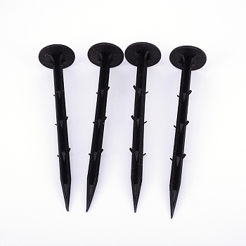 (Clearance Sale)Polypropylene(PP) Garden Stakes Anchors, Garden Ground Nail, Fixing Tools for Plant Support, Black, 154x33mm, Pin: 9mm