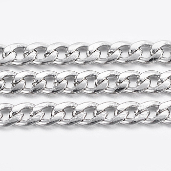 Tarnish Resistant 304 Stainless Steel Curb Chains, Twisted Chains, Unwelded, with Spool, Stainless Steel Color, 3x2x0.6mm, about 32.8 Feet(10m)/roll