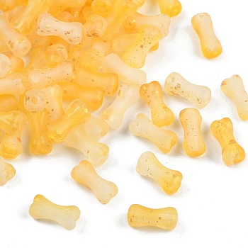 Gradient Color Transparent Acrylic Beads, with Golden Foil, Bone, Gold, 15x7x6.5mm, Hole: 2.5mm, about: 1470pcs/500g