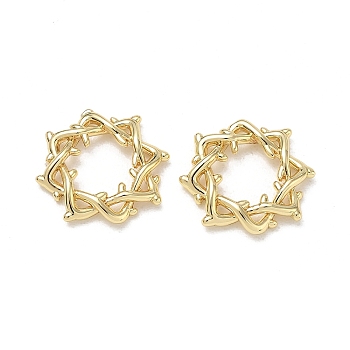 Brass Beads, Star with Thorn, Large Hole Beads, Cadmium Free & Lead Free, Rack Plating, Long-Lasting Plated, Real 18K Gold Plated, 17.5x3mm, Hole: 8mm