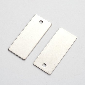 Stainless Steel Stamping Blank Tag Pendants, Rectangle, Stainless Steel Color, 38x16x1mm, Hole: 3mm