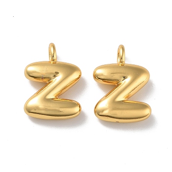 Brass Pendants, Real 18K Gold Plated, Letter Z, 19x13.5x4.5mm, Hole: 3.3mm